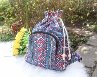 HIPPIE Fashion Rucksack | Backpack | Red & Blue Beach Bag