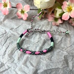 HANDMADE Surfer Beach Armbänder / Fußkettchen Pink & Light Green