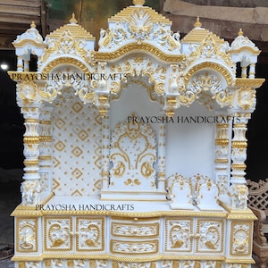Large Hand Carved Teakwood Temple: Traditional Puja Mandir, Indian Pooja Room
