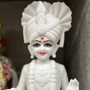 Marble swami narayan,Big Size Hand Painted Cultured Marble bhagwan swami narayan Idol swaminarayan Statue, white swami narayan statue