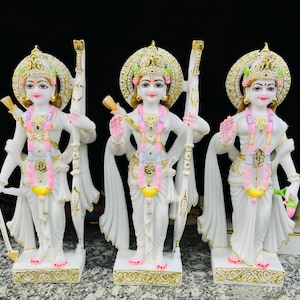 24 Inch Marble Dust Shree Ram Darbar Statue: Ram-Laxman-Janki-Hanumanji Idol