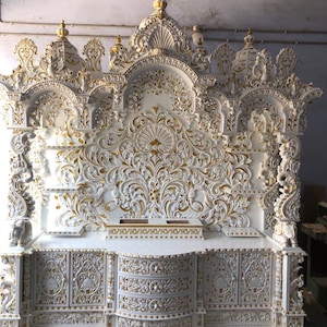 Handmade Teakwood Temple: Large Intricate Carving, Indian Pooja Mandir