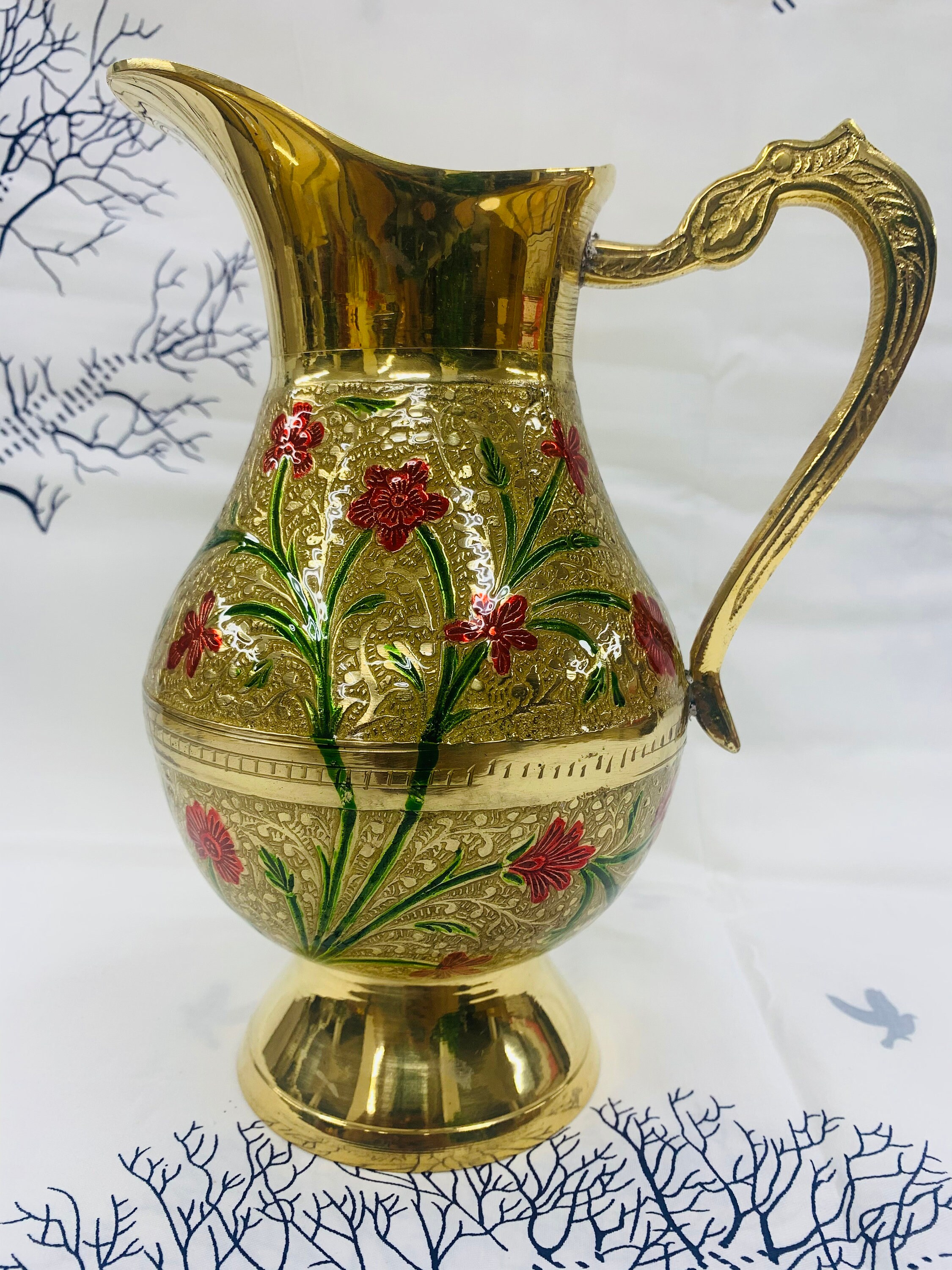 Vintage Indian Brass Decorative Water Jug Water Serve Etsy New Zealand