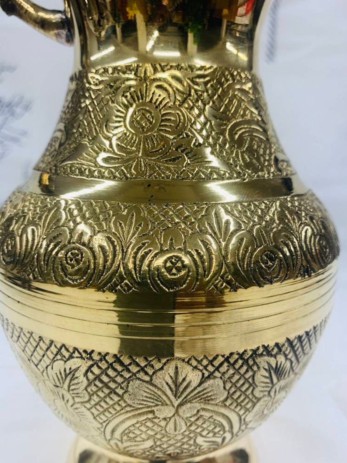 Vintage Indian Brass Decorative Water Jug Water Serve Etsy UK