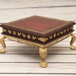 Wooden vintage style handcarved Indian Chowki/Home Decor table/Indian table Handmade Bajot,wooden chowki,wooden side Table/low height table.