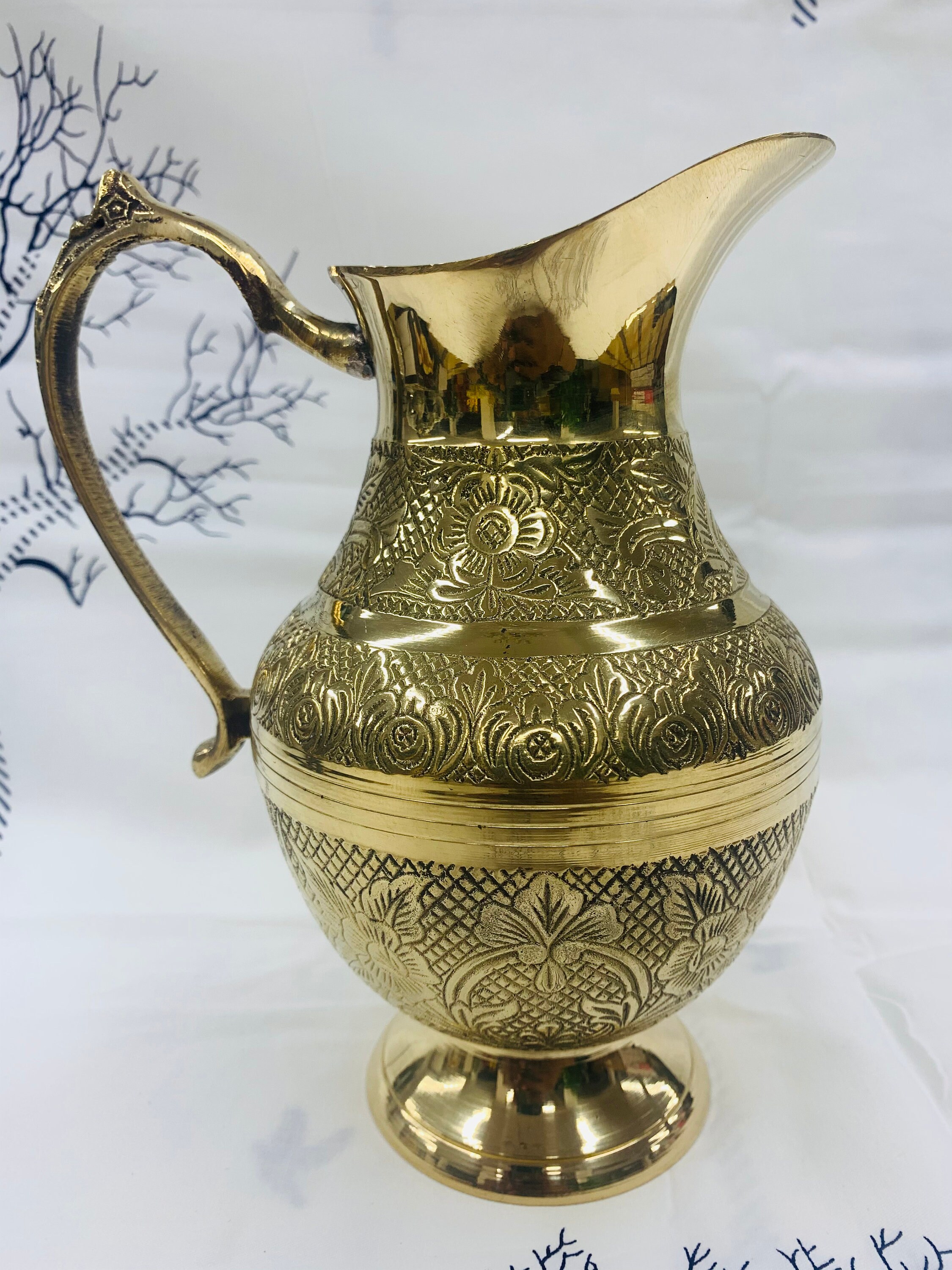 Vintage Indian Brass Decorative Water Jug Water Serve Etsy UK
