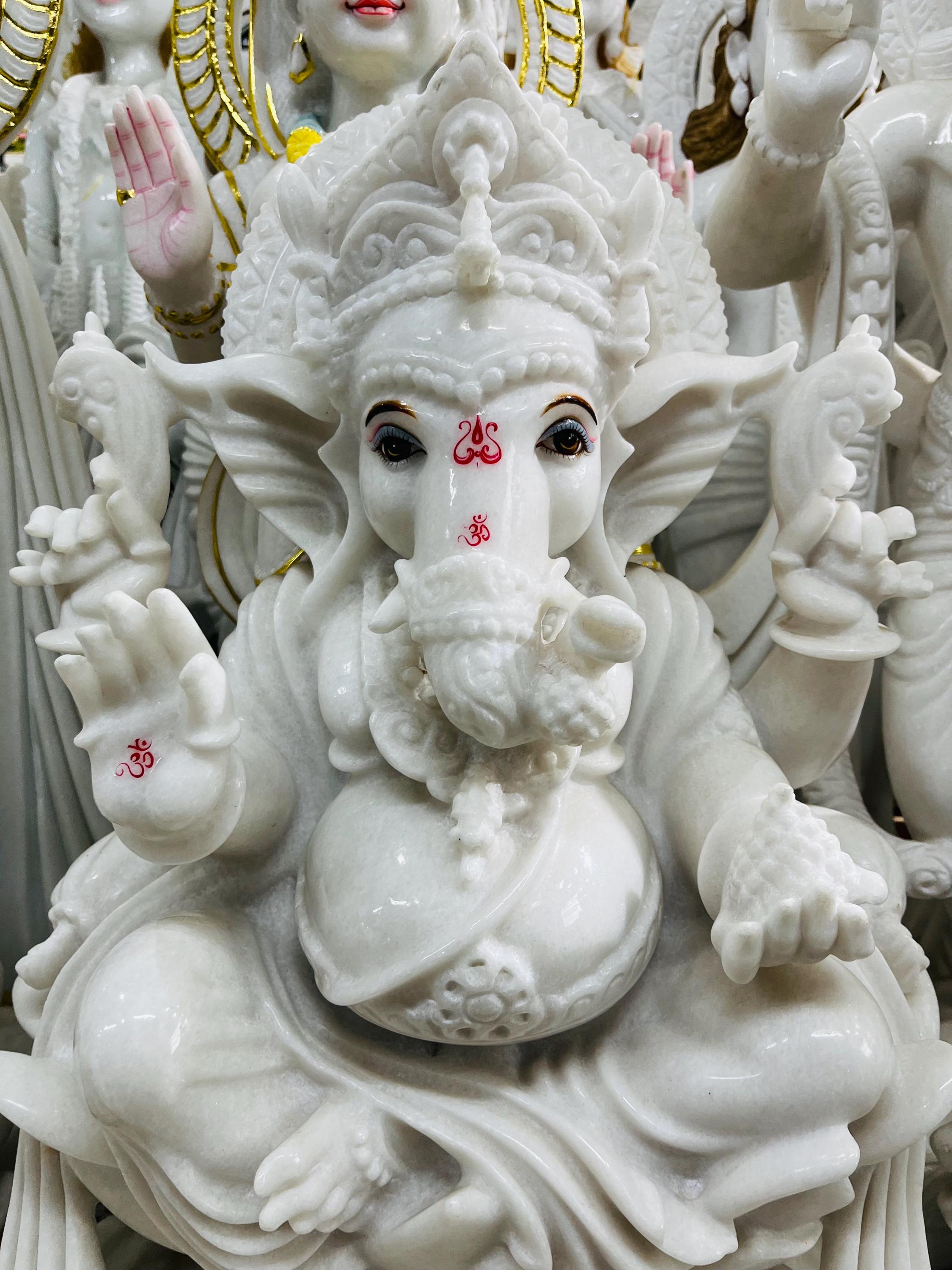 Large Marble Ganesh Statue: Handcrafted Hindu God Idol, 24 Inch - Etsy