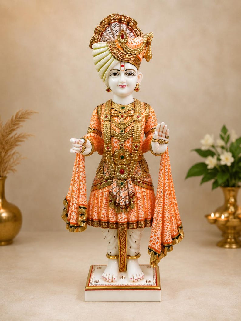 Akshar Purushottam 24 Inch Statue | Swaminarayan Murti | Marble Dust ...