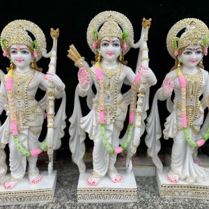Ram Darbar Statue set, Sita, Ram Laxman & Hanuman Idols with Mosaic work| Superfine Brass Ram Darbar Set | Ram, Sita, Laxman Hanuman set