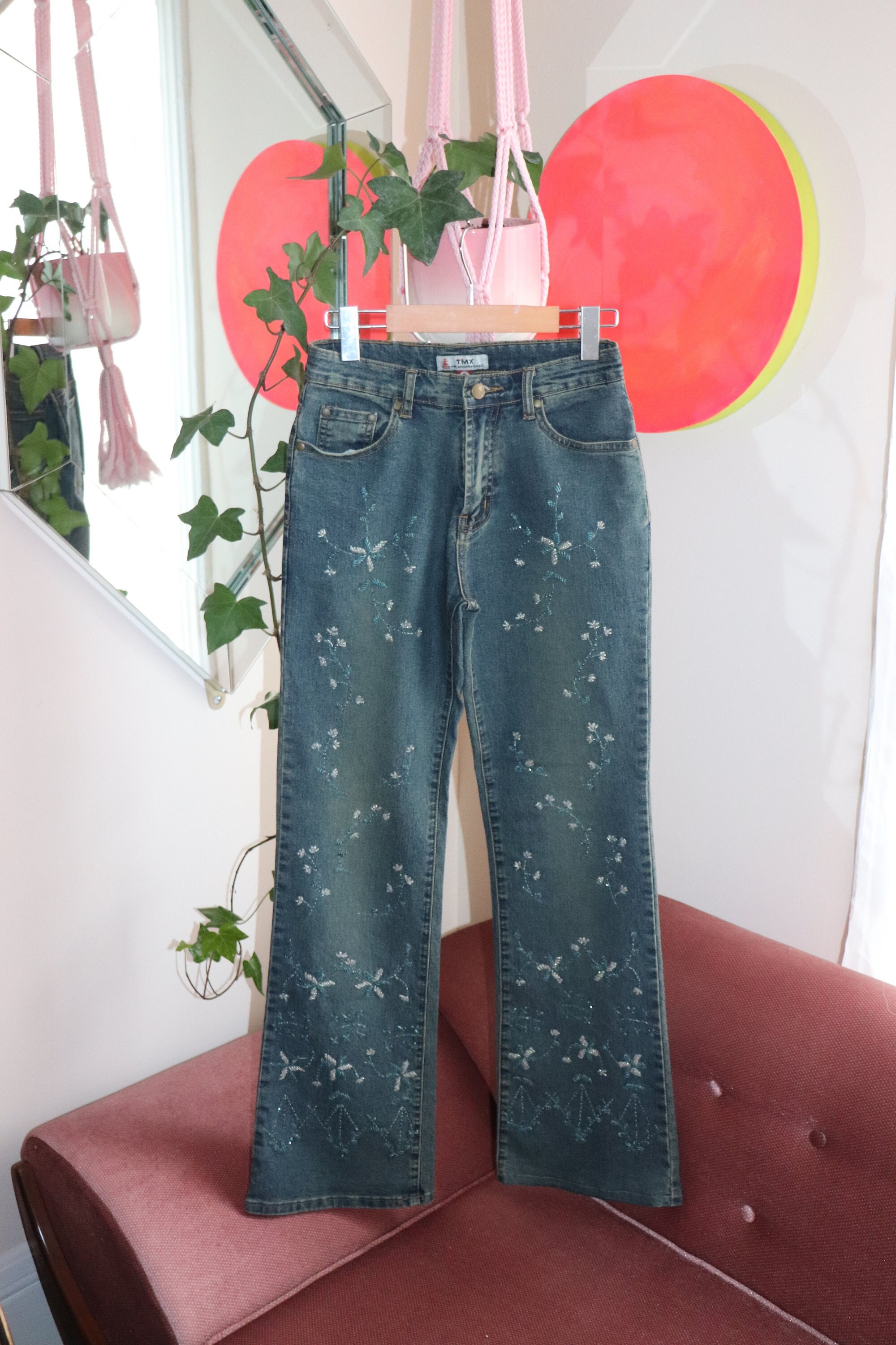 Embroidered Jeans Y2k -  UK