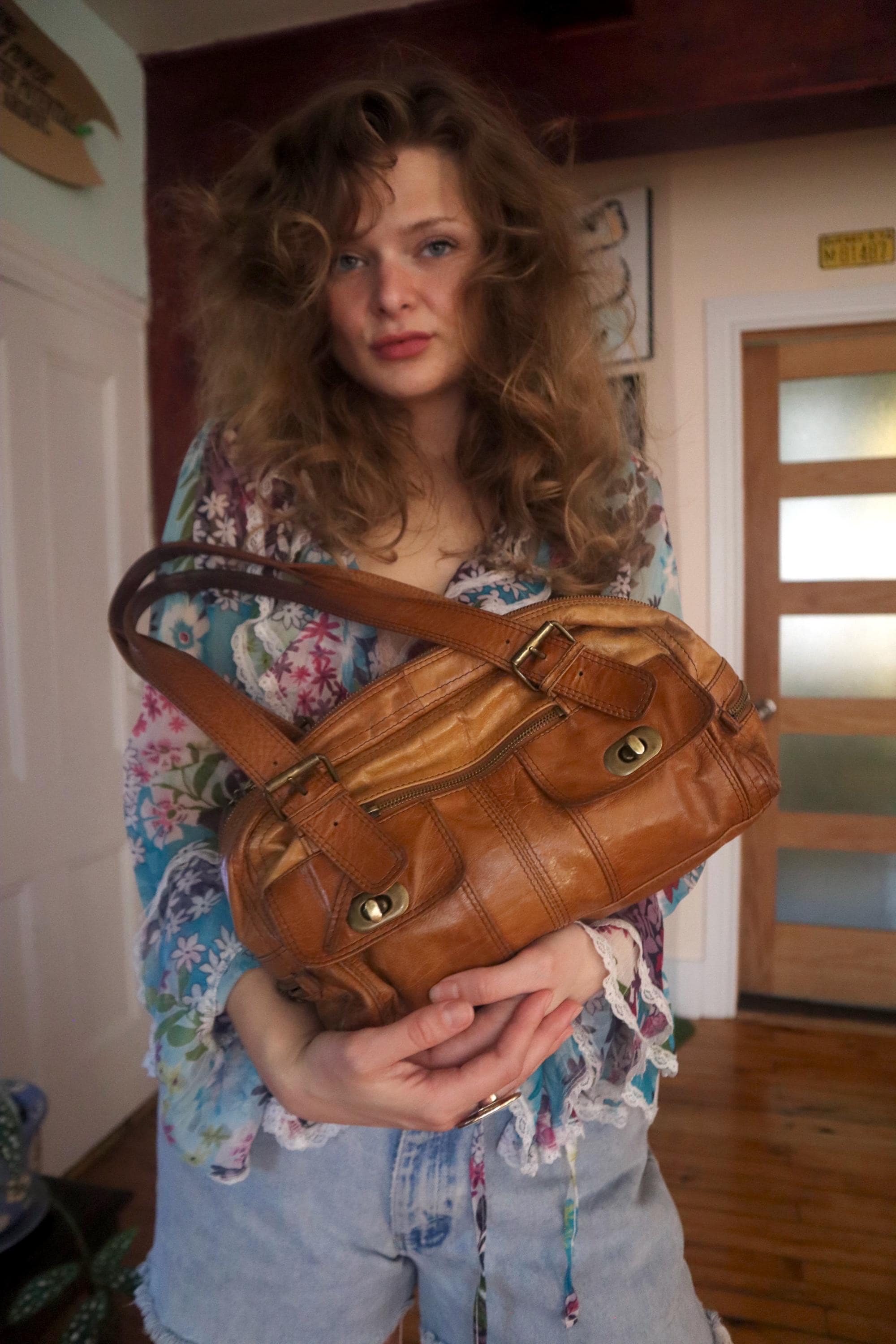 Vintage Y2K Marc Jacobs Purple Leather Satchel Shoulder Bag