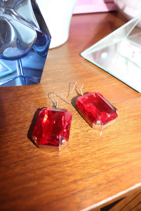 Red Ruby Statement Earrings - image 1