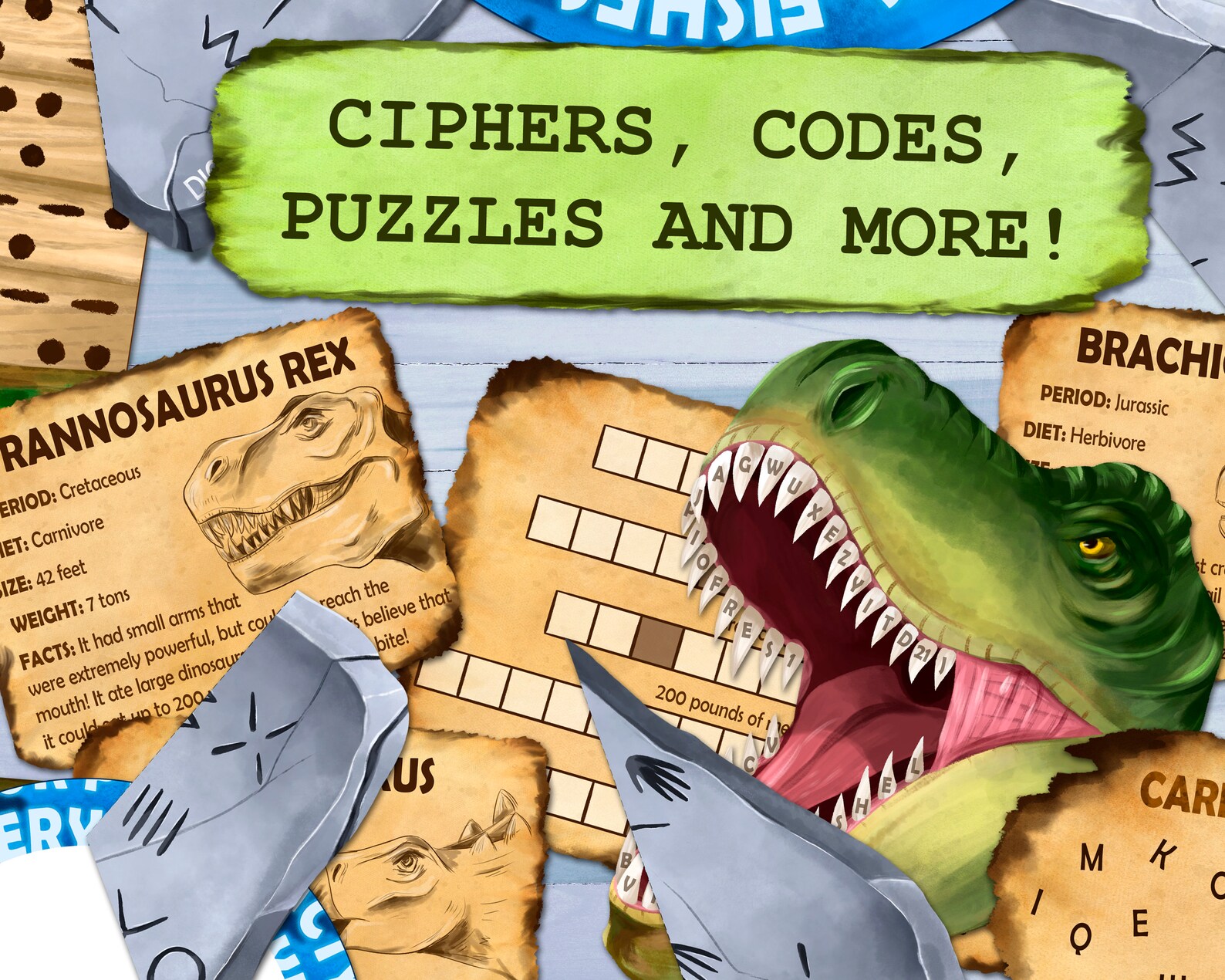 Dinosaur Island Escape Room For Kids Printable Jurassic Etsy