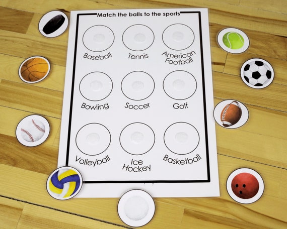 sport balls matching activity homeschool preschool printable etsy