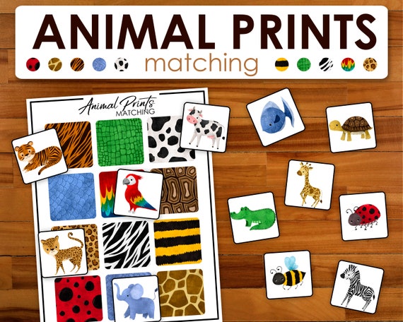 Animal Prints Matching Game Printable Toddler Busy Book | Etsy