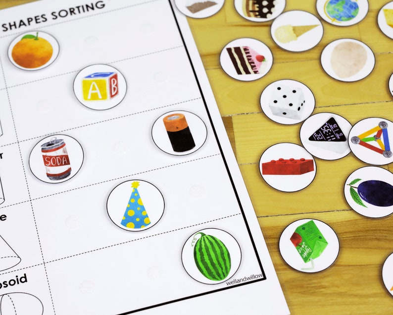 3d shapes sorting preschool printable activity busy book etsy