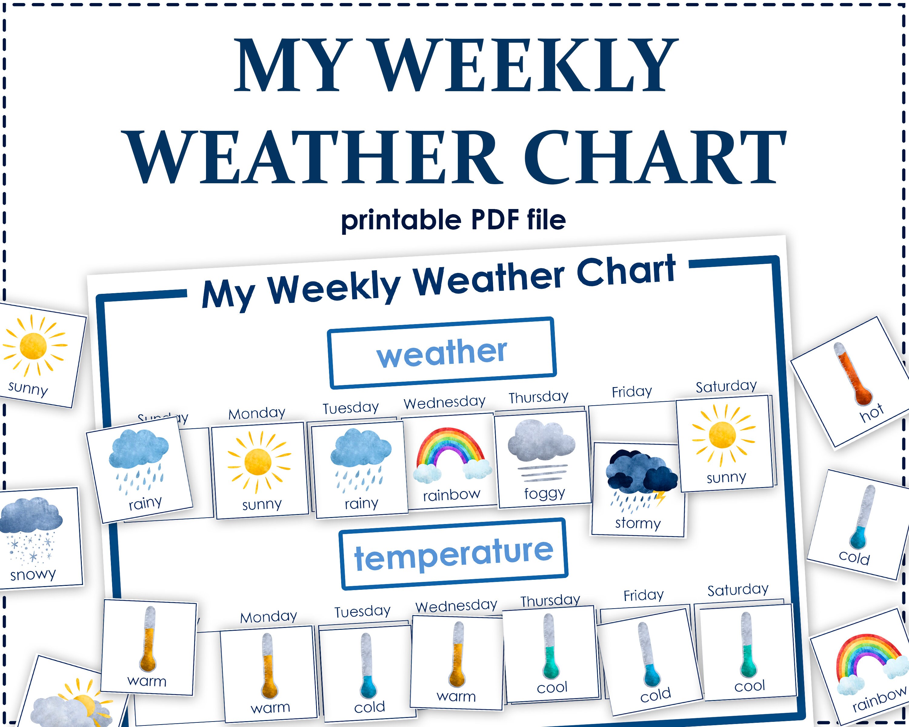 My Weekly Weather Chart PDF Printable Homeschool Cirruculum Etsy
