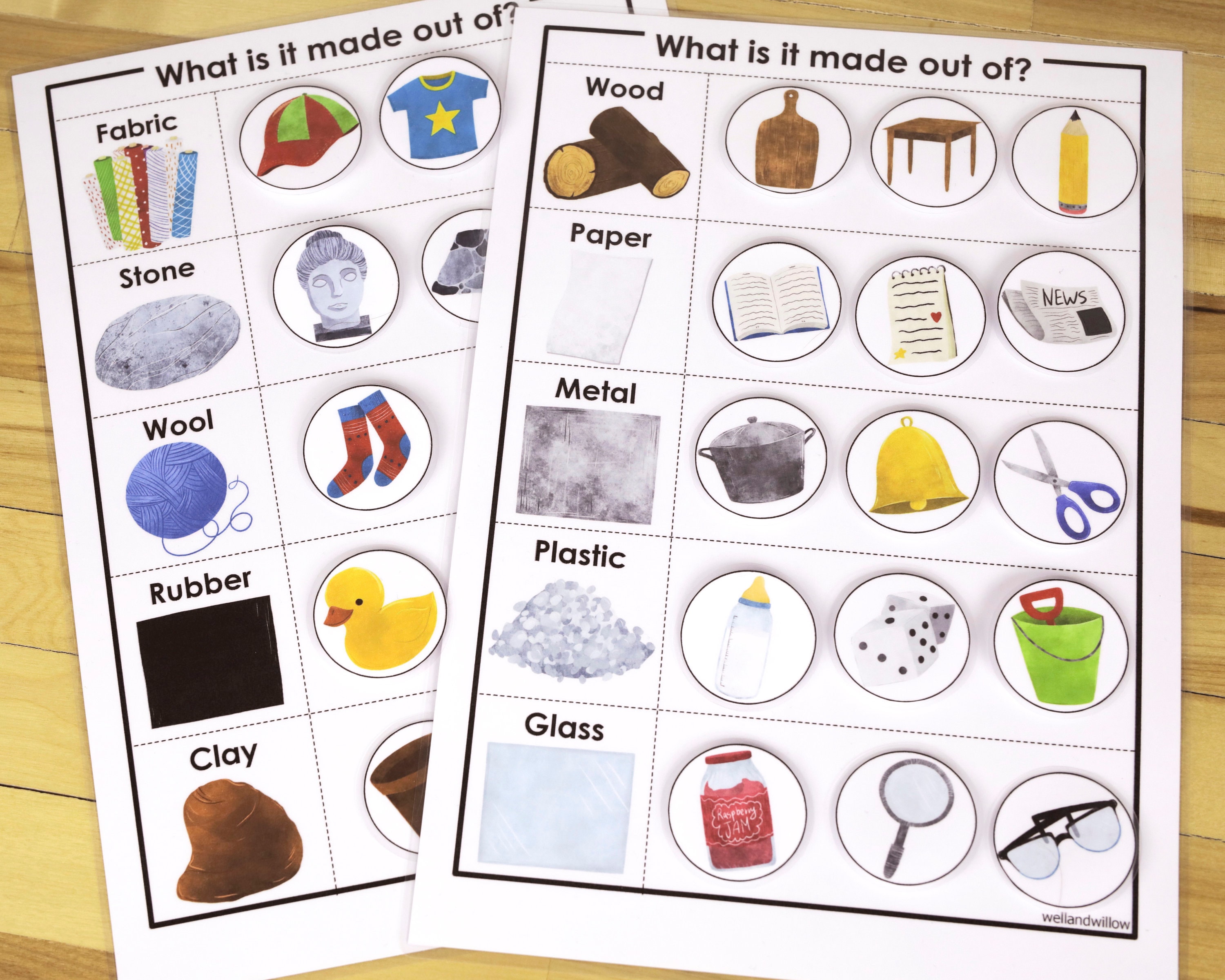 Material Sorting Activity Preschool Homeschool Printable Etsy