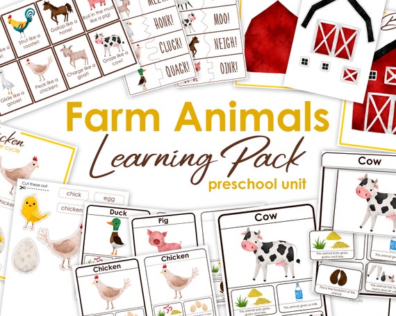 Farm Animals Preschool Learning Pack Toddler Activities
