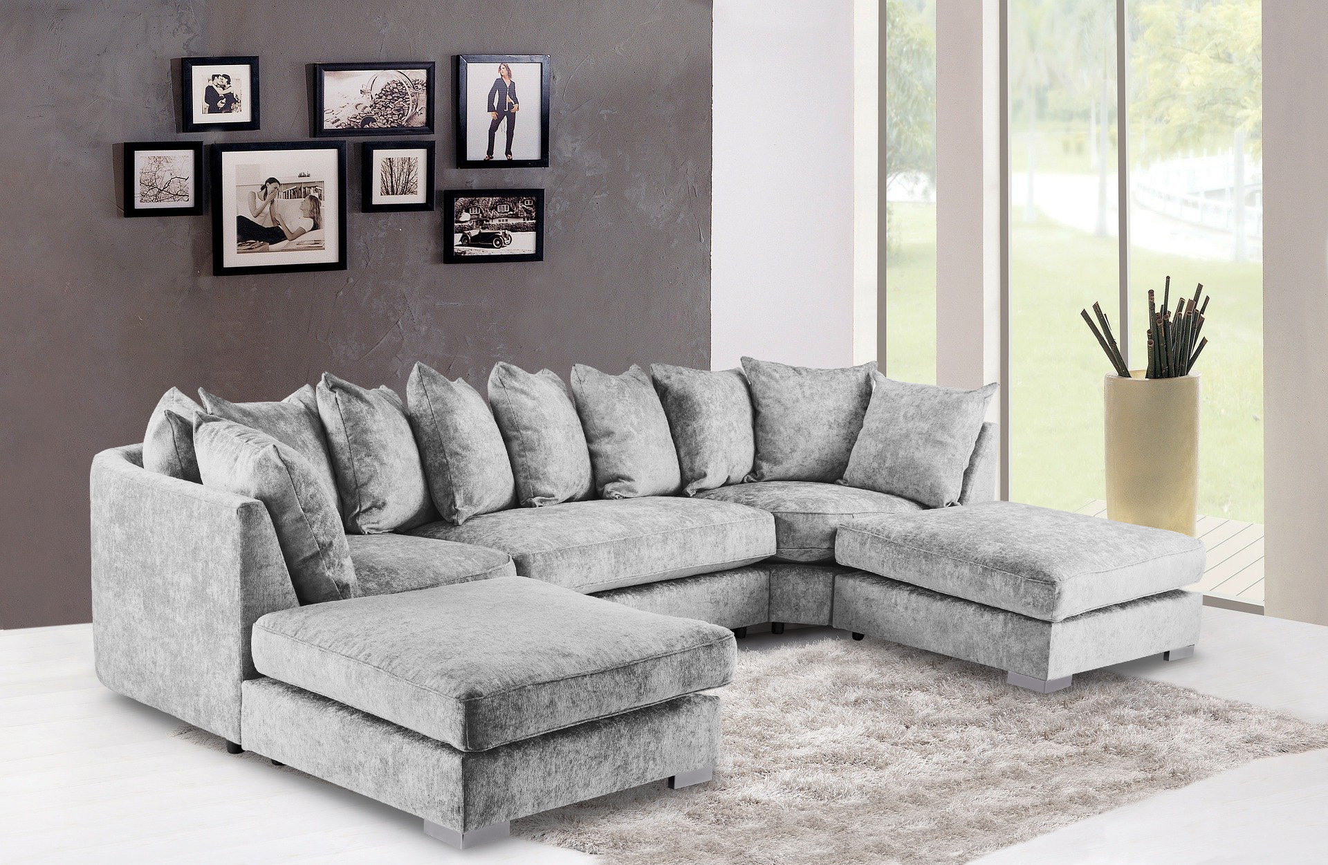 Large U Shape Corner Sofa With 2 Removable Footstools Handmade Etsy UK