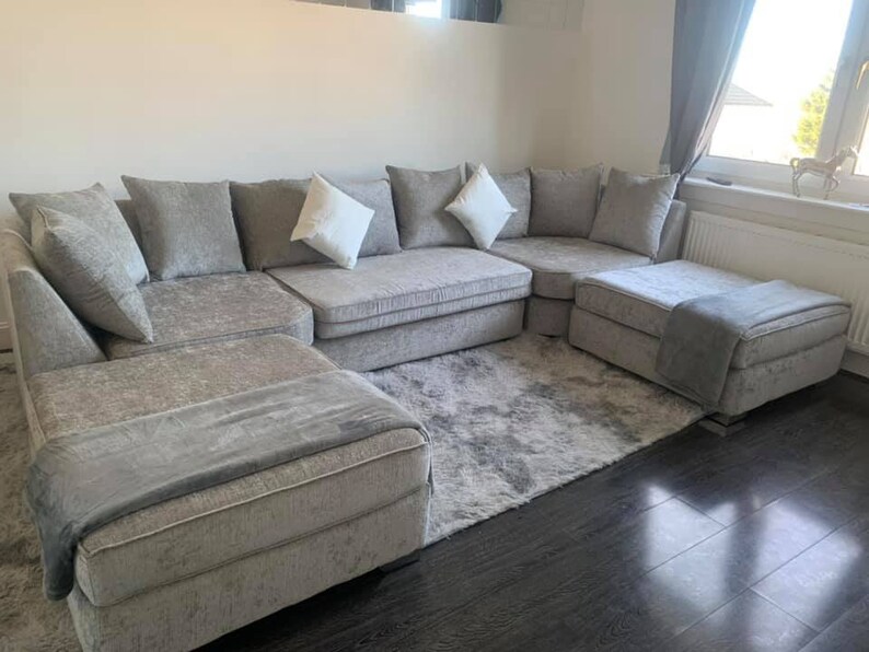 Large U Shape Corner Sofa With 2 Removable Footstools Handmade Etsy UK