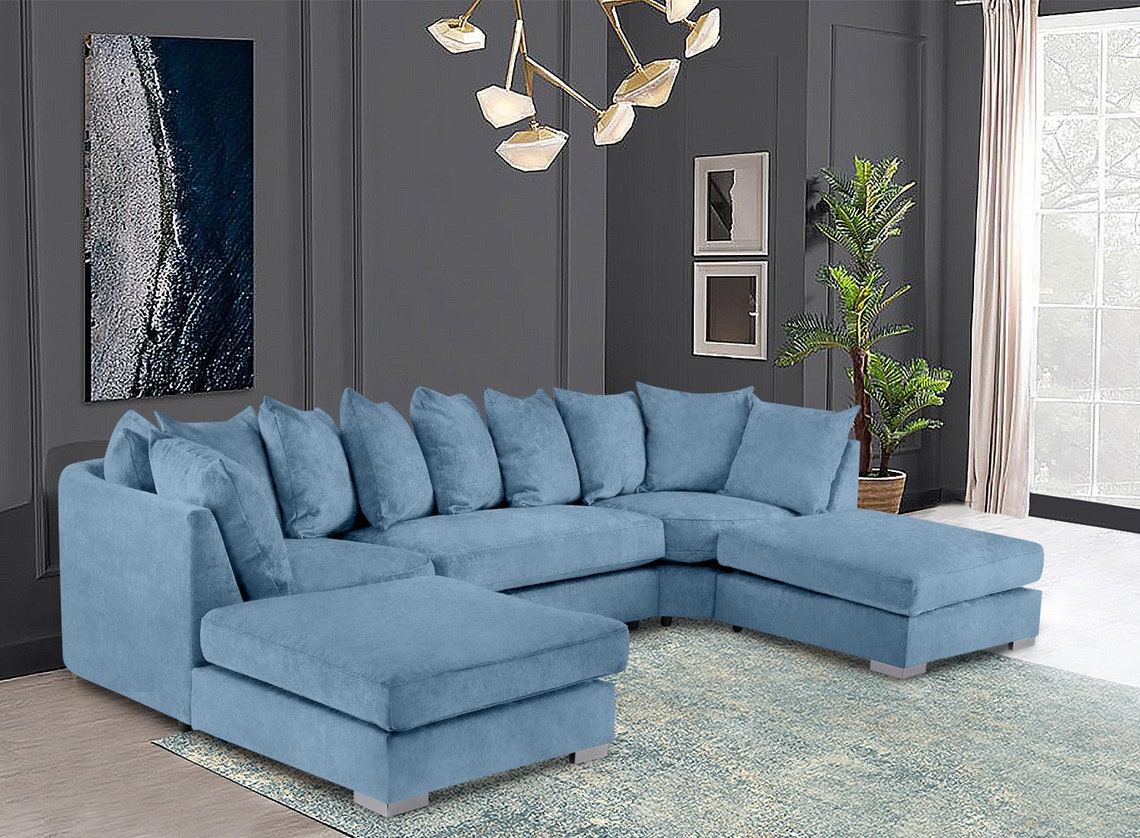 Large U Shape Corner Sofa with 2 Removable Footstools Handmade | Etsy
