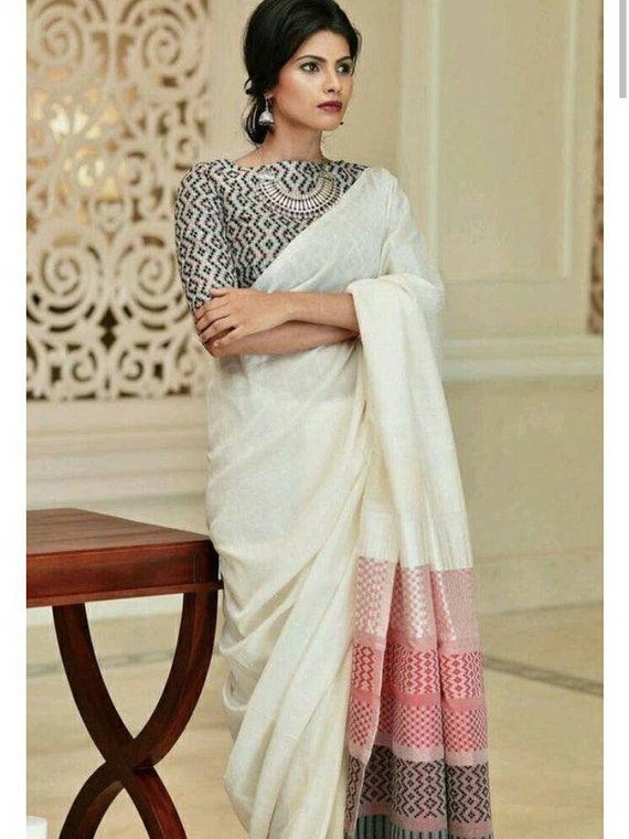 soft linen cotton saree