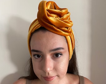Velvet Turban Headband/ Twist Rose Style Velvet Headwrap/ Boho Velvet Turban Thick Wide Wrap/ Flower design crepe turban/ diana headband