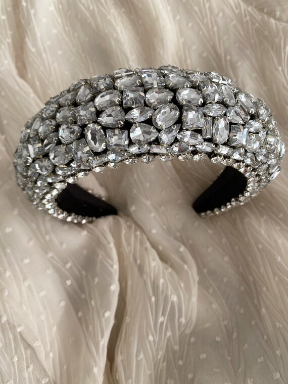 Full Rhinestone Embellished Padded Headband/ Crystal Alice  display picture 1