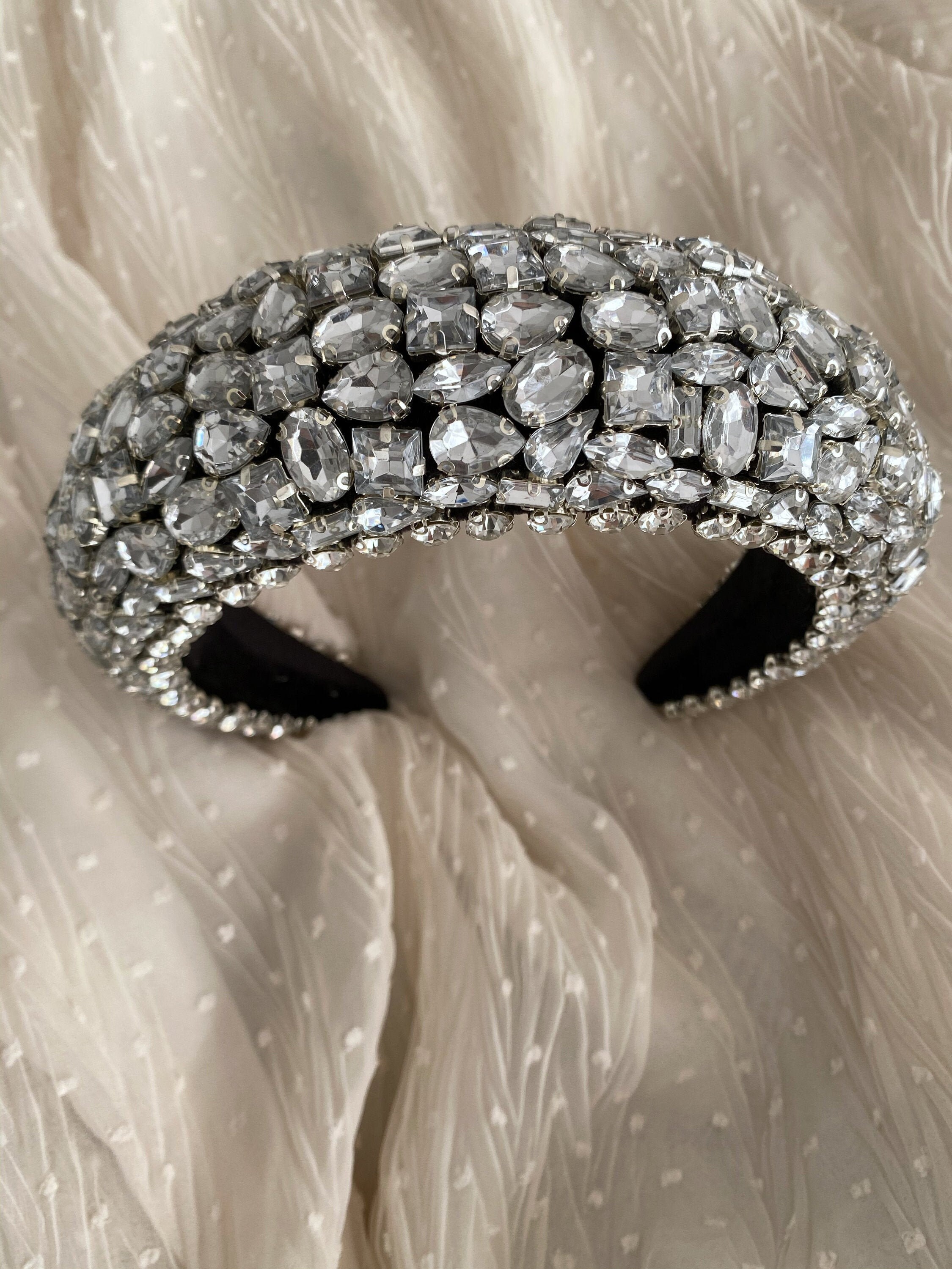 Full Rhinestone Embellished Padded Headband/ Crystal Alice 
