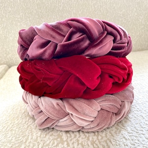 Blush Samt geflochtene Flock tief gepolsterte Stirnband Krone, Senf geflochtene Brooklyn Style Zopf spanische Stirnband, Vintage Haar Boho Stirnband