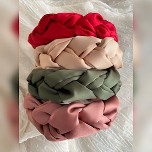 Satin braided headband/ flock padded braided headband/ satin wide braided headband/ satin knot headband/ spanish headband/ boho headband