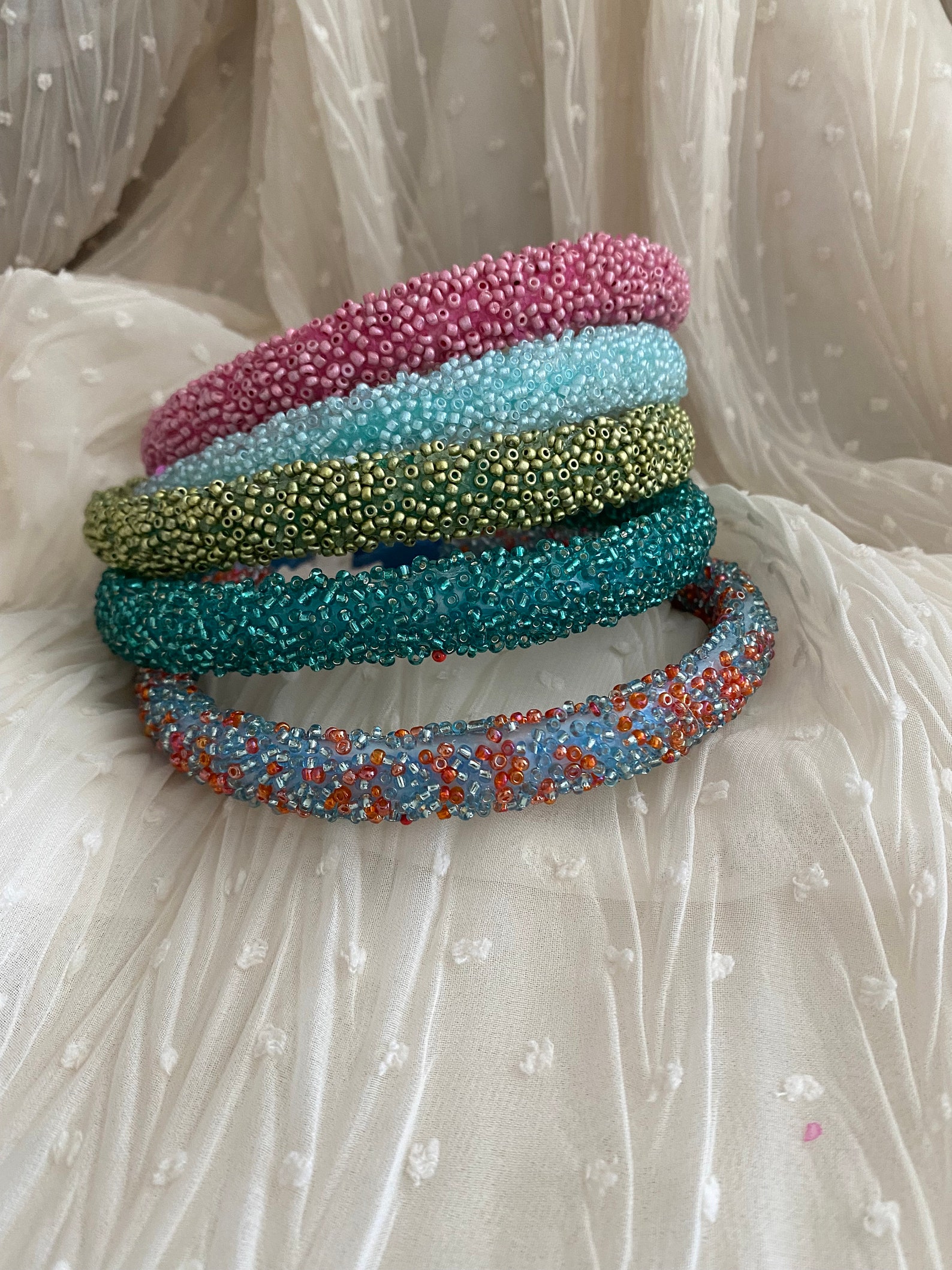 Mini Beaded Thin Headband Alice Band Full Beaded Tiara Etsy UK