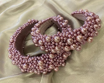 Lele Sadoughi Padded Velvet Pearl Headband Rare Brown Shimmer RARE Lele Sadoughi Pearl Velvet Padded Headband Brown NWOT  main image 4