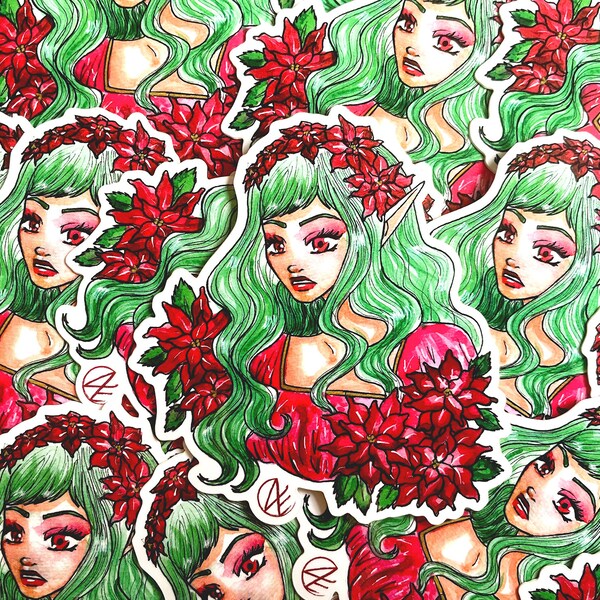 STICKER - Poinsettia Elfe