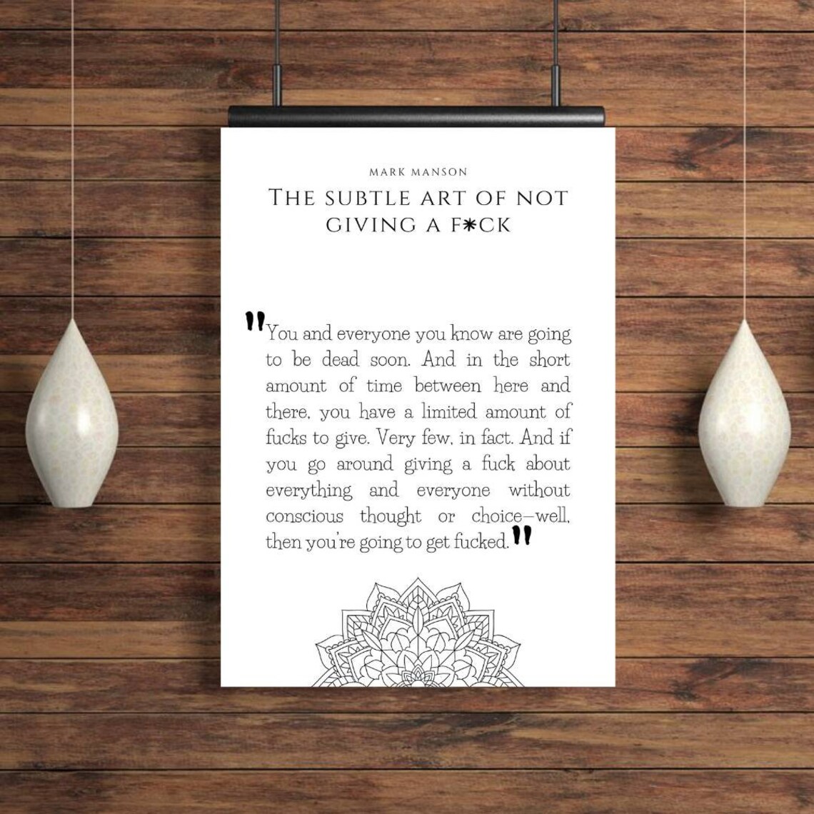 The Subtle Art Of Not Giving A F ck Mark Manson Quote Etsy