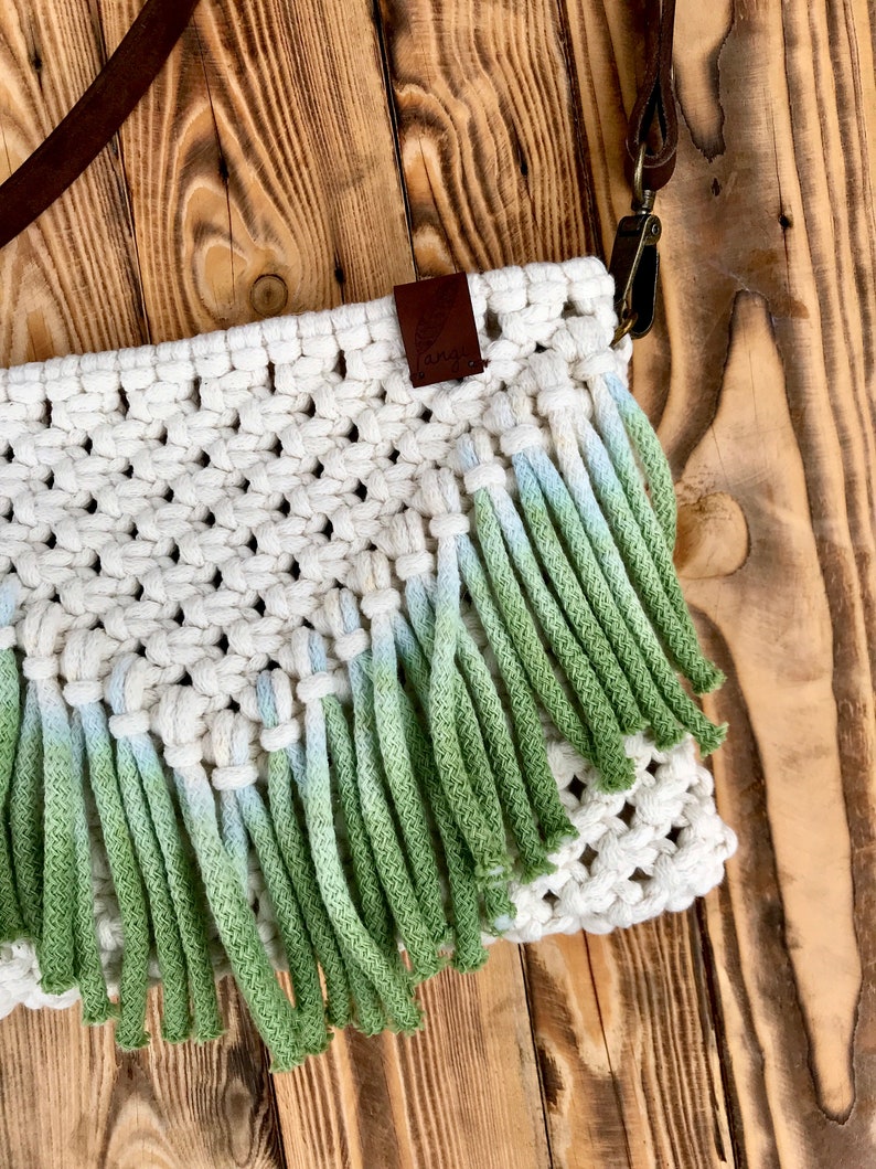 Macrame shoulder bag with fringes and detachable strap Etsy
