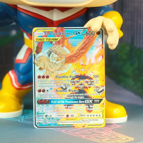 Hawks And Endeavor Holographic Team Pokemon Card My Hero Etsy Singapore