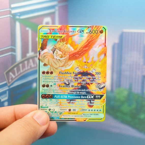 Hawks And Endeavor Holographic Team Pokemon Card My Hero Etsy Singapore