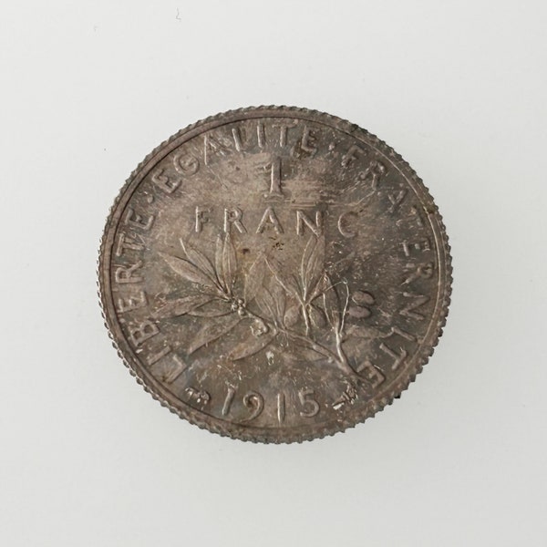Frankreich 1 Franc Münze, 1915. Dritte Republik. Semeuse Sämann, Silber