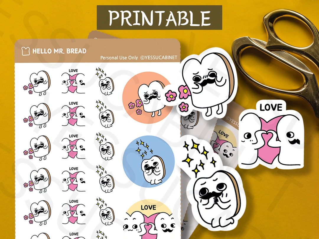 Bread Character Sticker, Printable Planner Stickers, Cute Character ...