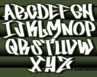 DIGITAL - Graffiti Tag Alphabet SVG Lettering Graphic - Letras vetoriais Estilo de tatuagem