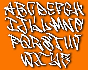 DIGITAL - Graffiti Tag Alfabeto SVG Gráfico de letras - Vetor escrito à mão