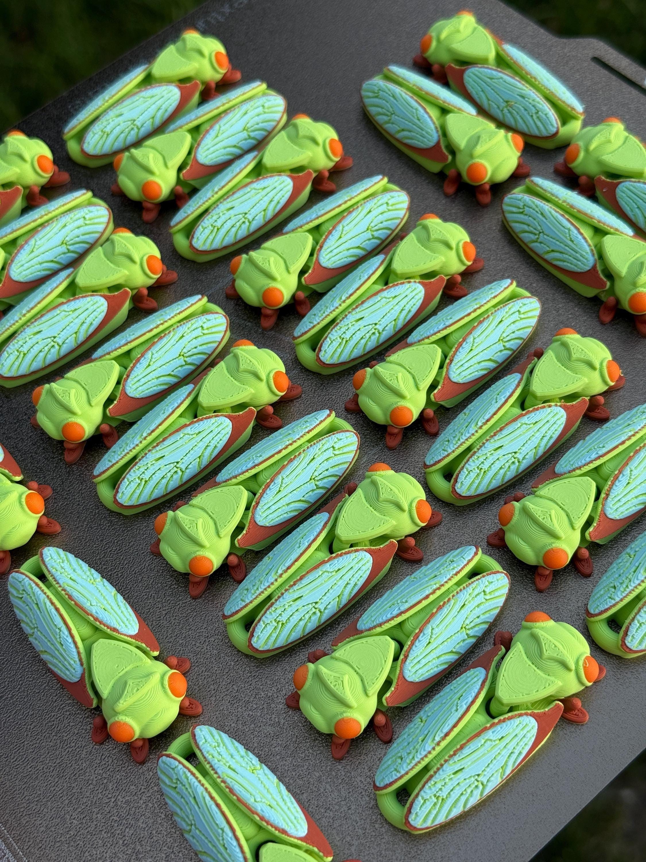 Articulated Cicada Keychain Set of 2 – Handmade Bug Keychain