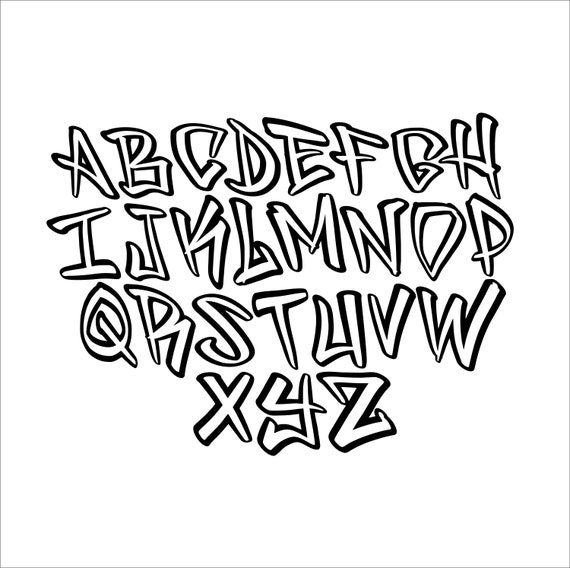 Graffiti Tag Handstyle Alphabet SVG Vector Lettering PNG PDF | Etsy