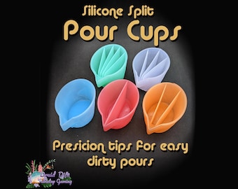Silicone Pour Split Cups - Sectioned for multicolor pours - 1,2,3,4 & 5 chambers! For use with resin, paint, and more!
