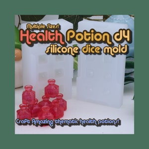 D4 Potion Dice Molds in 4,6, or 8 Count - Liquid Core Optional Addon - Druid Dice