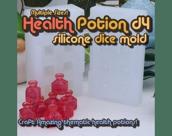 D4 Potion Dice Molds in 4,6, or 8 Count - Liquid Core Optional Addon - Druid Dice