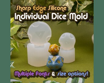 Individual Cap Style Sharp Edge Dice Mold - Traditional or Alternate Shapes Available - Full Set - Druid Dice