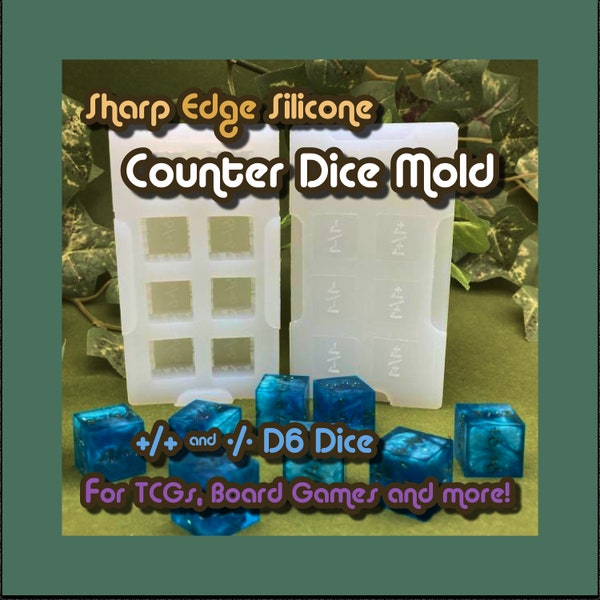 D6 Counter +/- TCG MTG Dice Molds in 4,6, or 8 Count - Sharp Edge Style Dice - Druid Dice